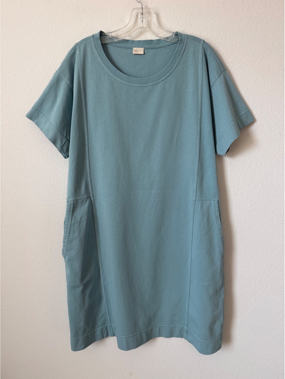 POETRY 100% Organic Cotton Blue Tone Short Sleeve Round Neck Women's Size 10